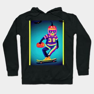 Pumpkin head skull playing basketball and skateboarding Hoodie